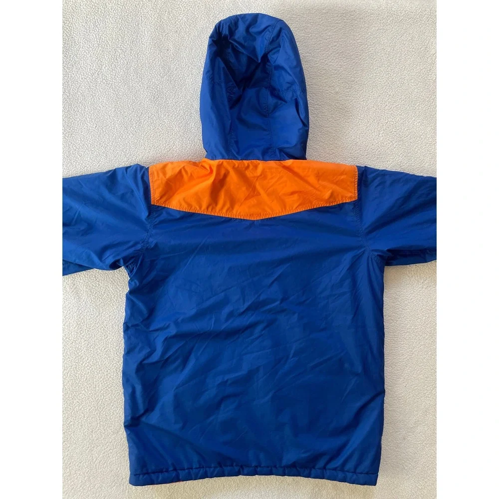 The North Face Boys Large Reversible Puffer Jacket Orange Blue Hooded Coat